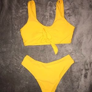 Dark Yellow / Mustard Plunge Knot Bikini